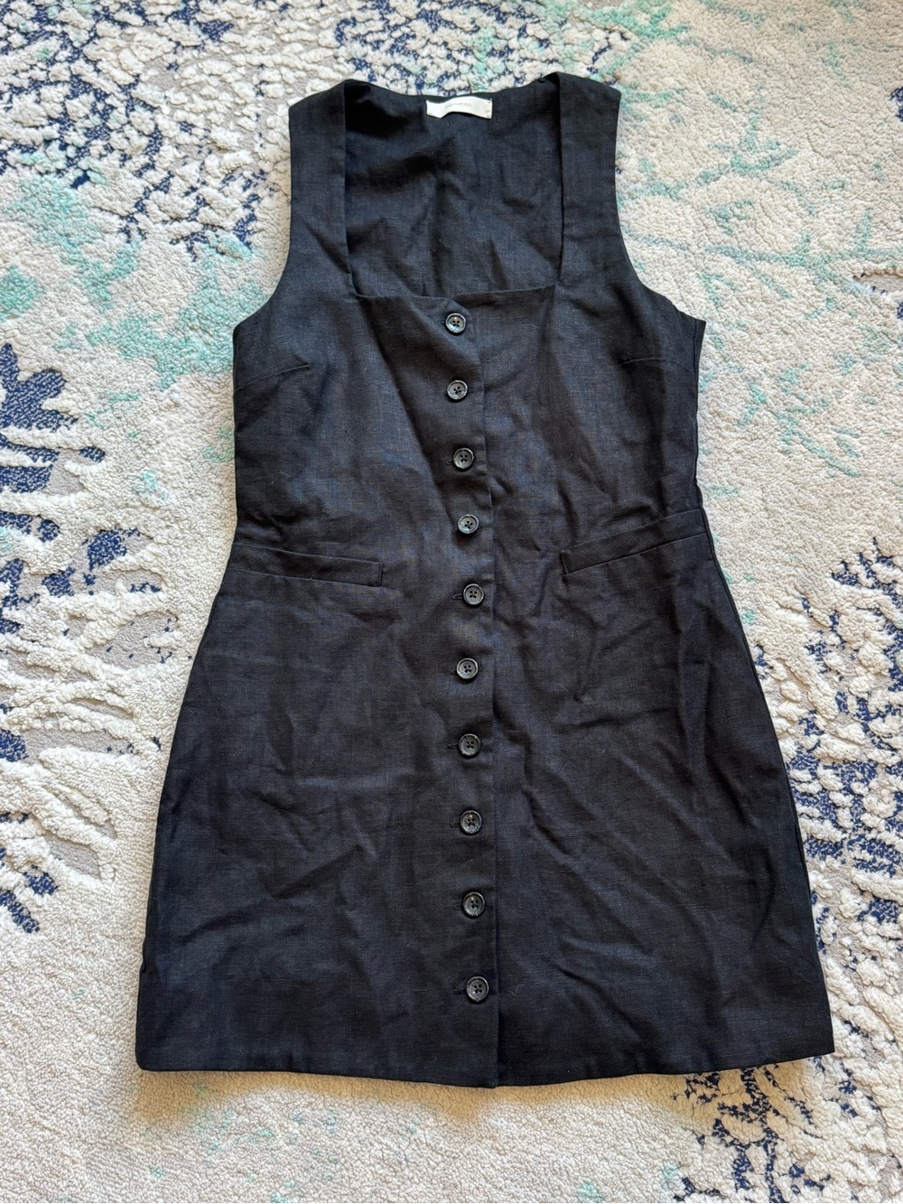 Faithfull the Brand Jacques linen mini dress size 6 black EUC - Picture 6 of 12